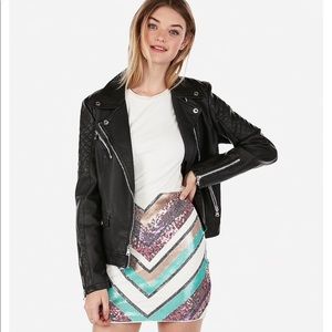 NWT Express Sequin Chevron Mini Skirt, XS